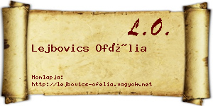Lejbovics Ofélia névjegykártya